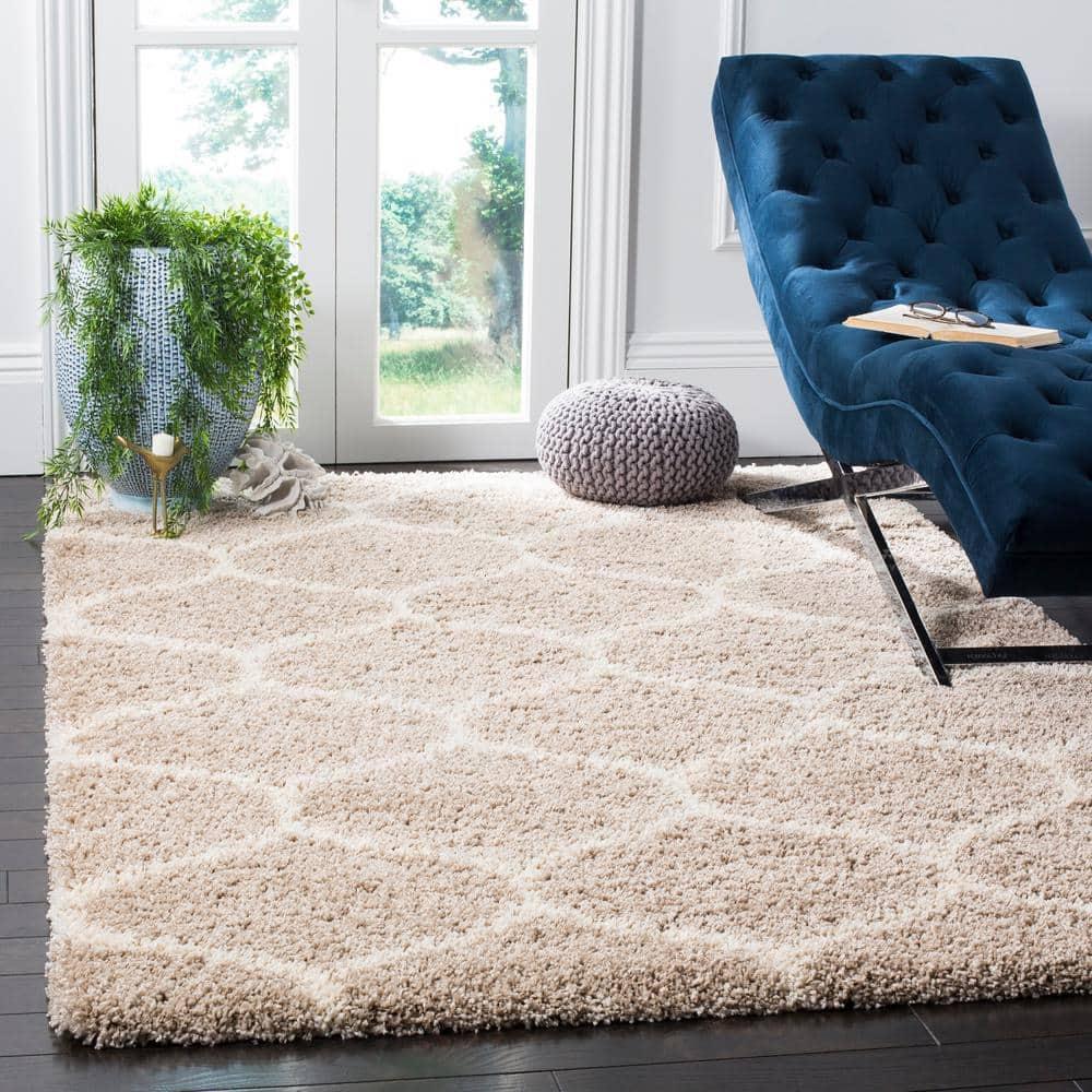 Hudson Shag SGH280 Power Loomed Indoor Area Rug - Beige/Ivory - 7'x7' Square - Safavieh