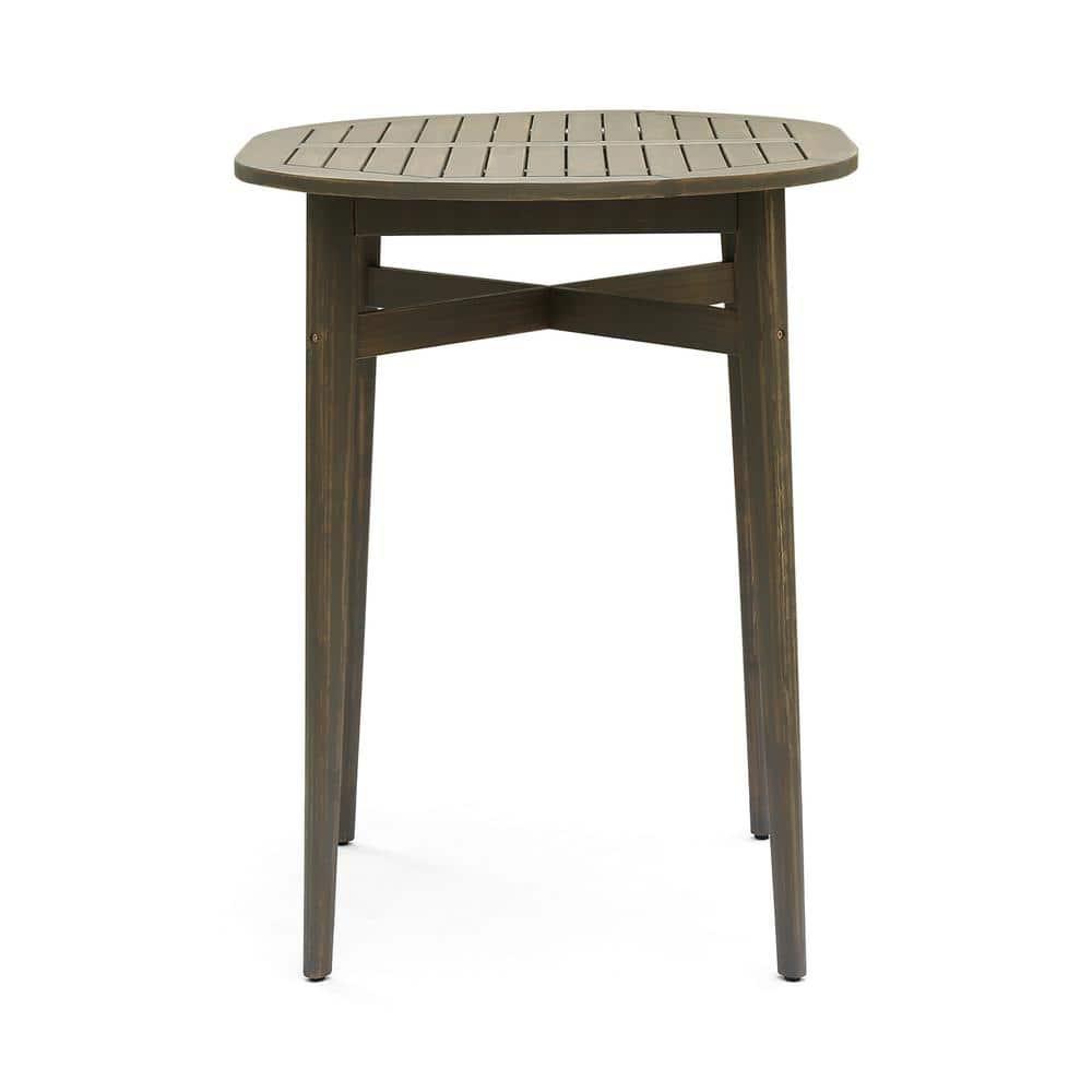 GDF Studio Brigitte Outdoor Acacia Wood 5 Piece Bar Set, Gray