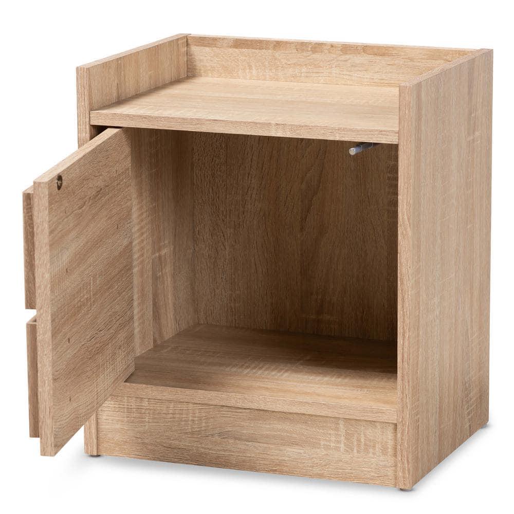 2 Drawers Hale Wood Nightstand Oak - Baxton Studio