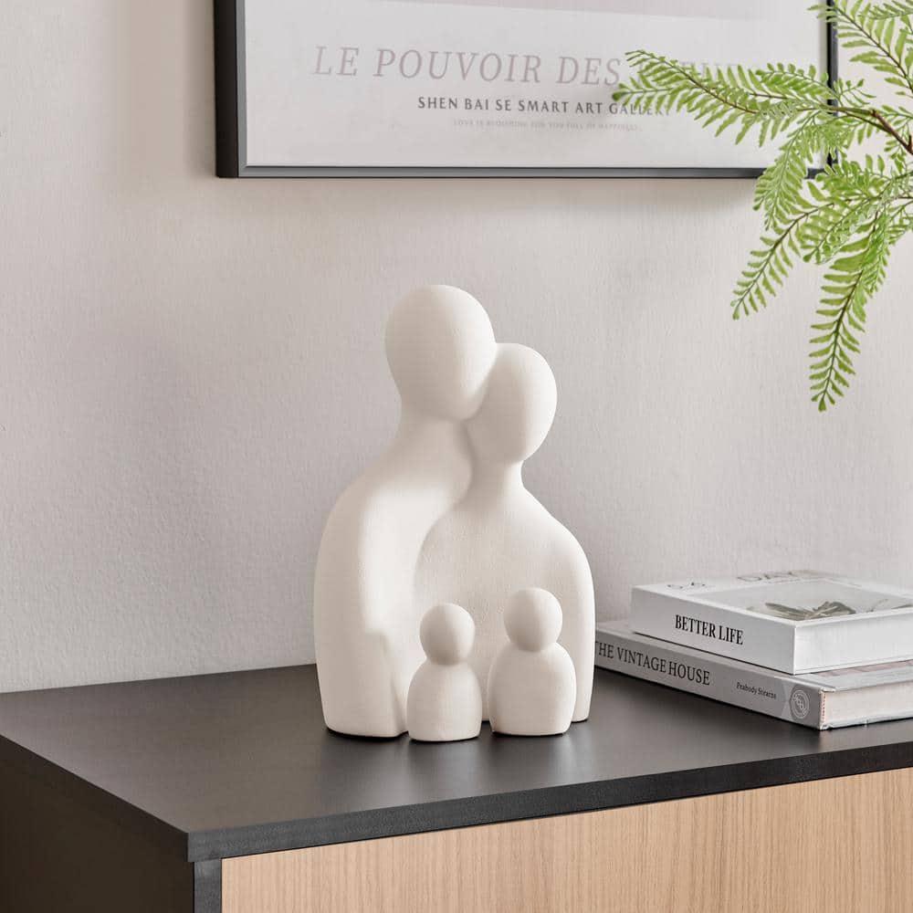 Wrought Studio™ Hans Cream Abstract Nesting Three Piece Family Of 4 Decorative Accent Matte Ceramic Sculpture Figure Set