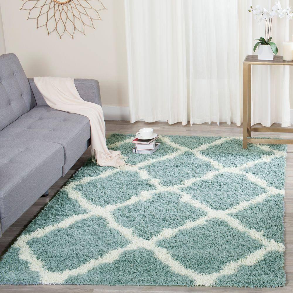 Dallas Shag SGD257 Power Loomed Indoor Accent Rug - Seafoam/Ivory - 3'x5' - Safavieh.