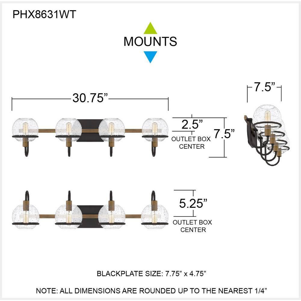 Phoenix Modern Lantern-Style Bath Light in Matte Black and Western Bronze