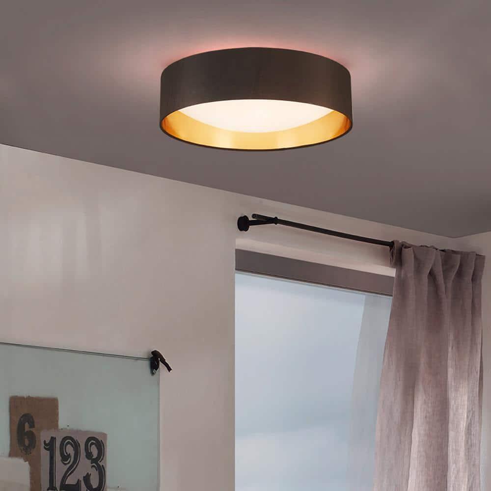 Eglo Lighting Orme 16 Inch Flush Mount Ceiling Light Fixture, Black & Gold