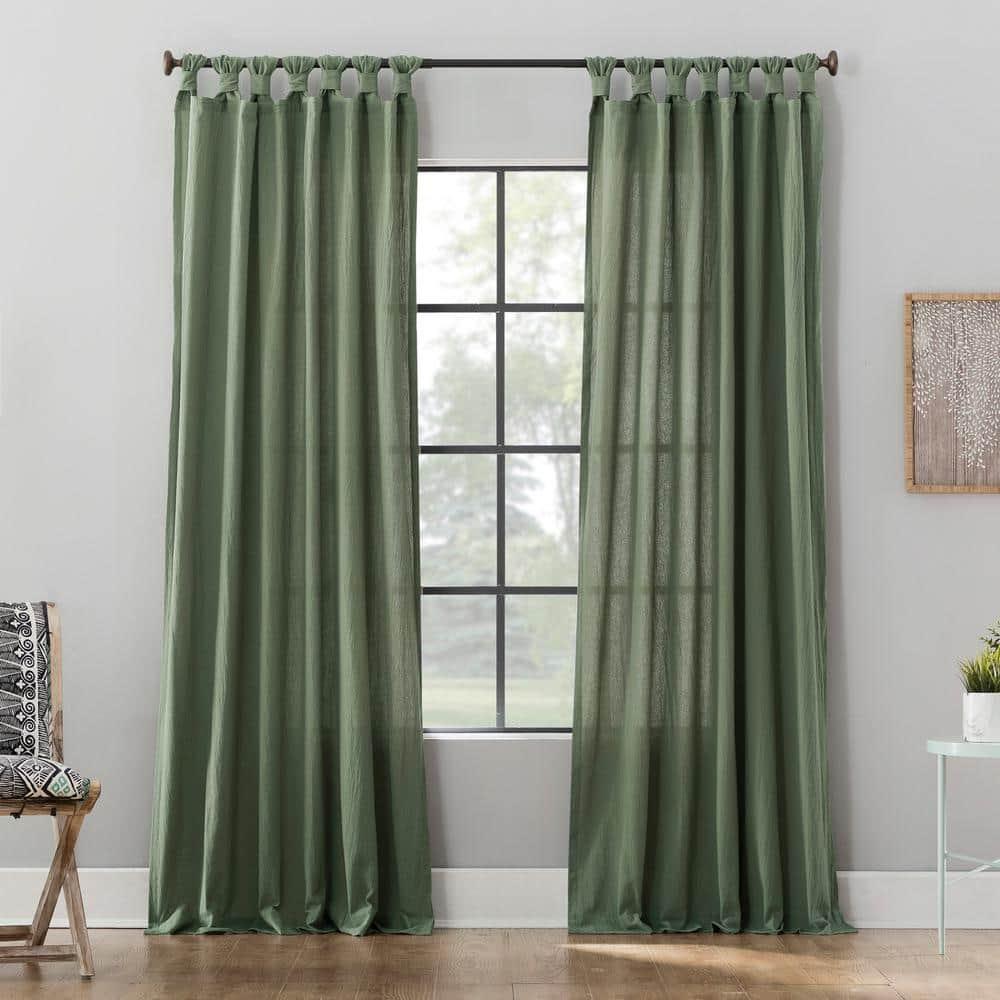 52"x84" Archaeo Light Filtering Washed Cotton Twist Tab Curtain Panel Moss Green: Transitional Window Decor