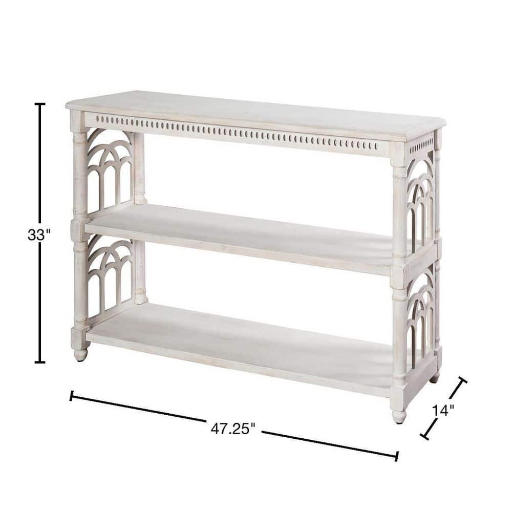 3 Tier Console Table Distressed White - StyleCraft: Entryway Table, Fir Wood Top, MDF Frame
