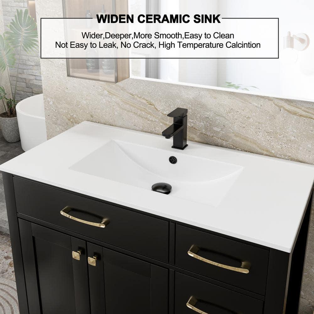 Eclife 36" Single Bathroom Vanity Set with Ceramic Sink Top, Water Saving Faucet