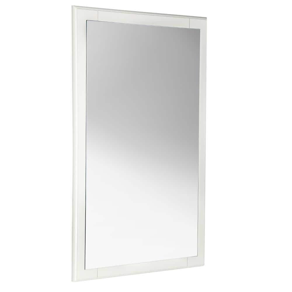 Elegant Antique White Carved Wood 20"x32" Bathroom Vanity Mirror