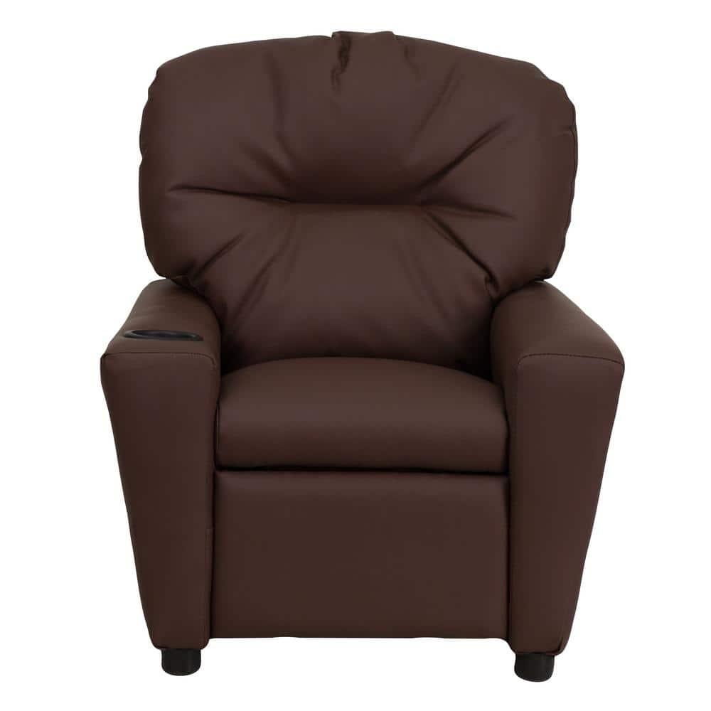 Flash Furniture Chandler Contemporary Brown LeatherSoft Kids Recliner with Cup Holder