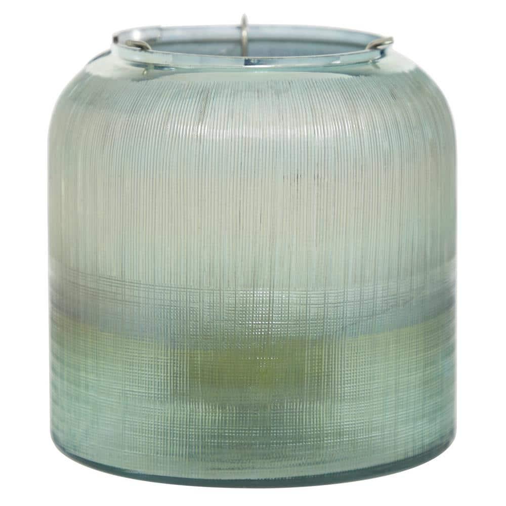 DecMode 7.5"W, 7.75"H Glass Contemporary Candle Holder, Turquoise, 1 - Piece