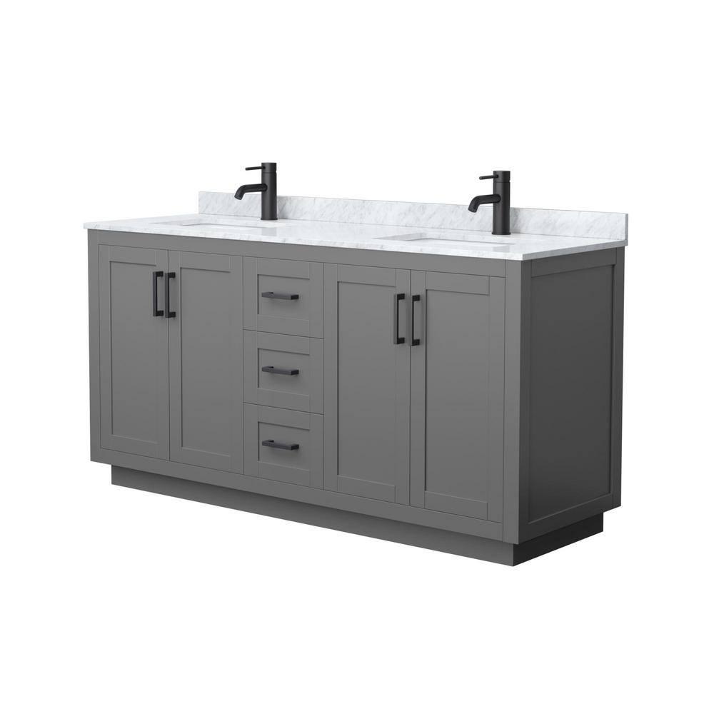 Wyndham Collection Miranda 66" Freestanding Double Bathroom Vanity with Marble Top | Wayfair
