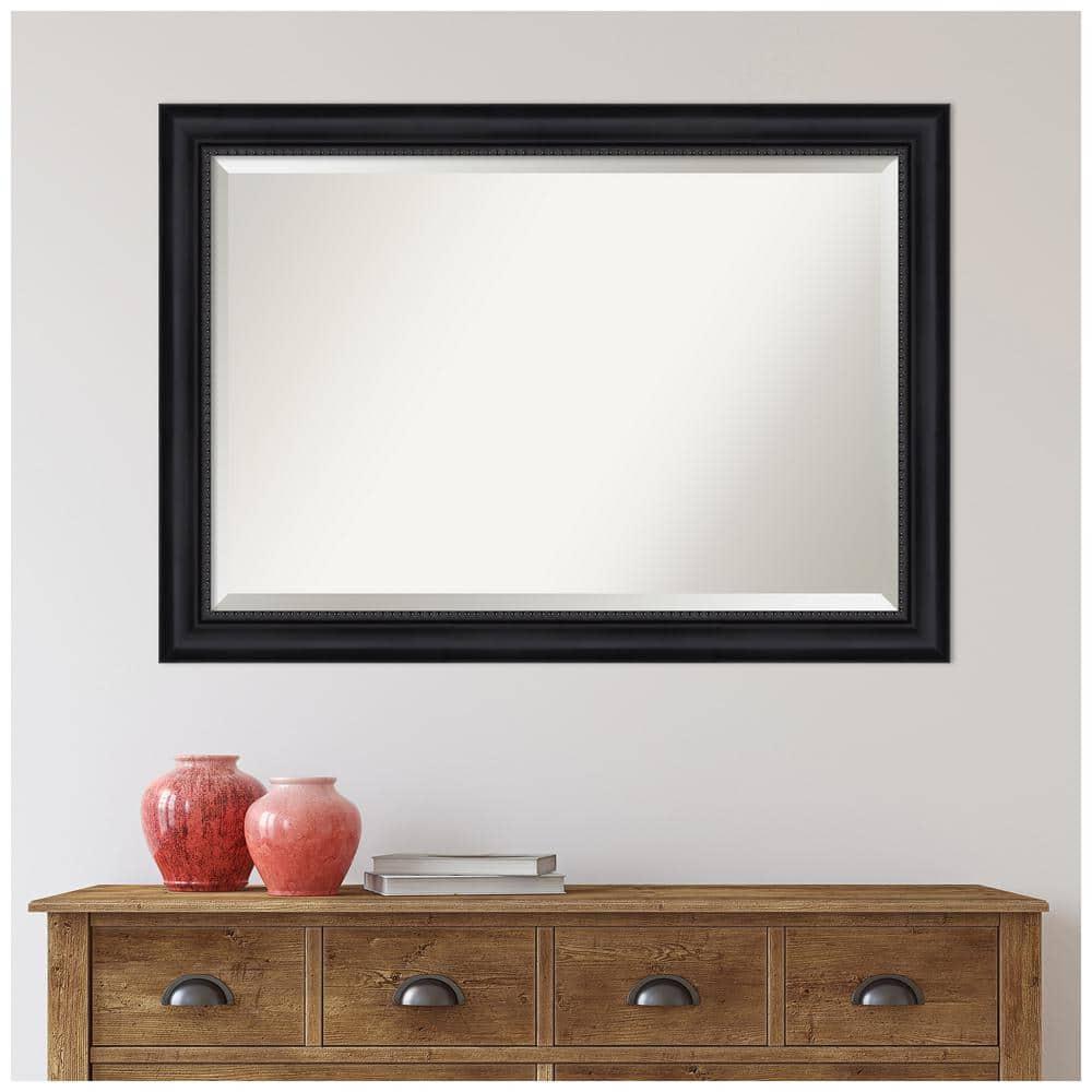 41"x29" Astor Framed Bathroom Vanity Wall Mirror Black - Amanti Art: Modern Rectangular, Satin Finish