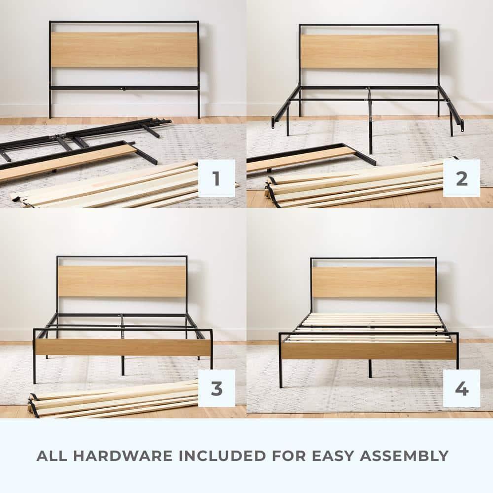 Nora Metal and Wood Platform Bed Frame - Brookside Home