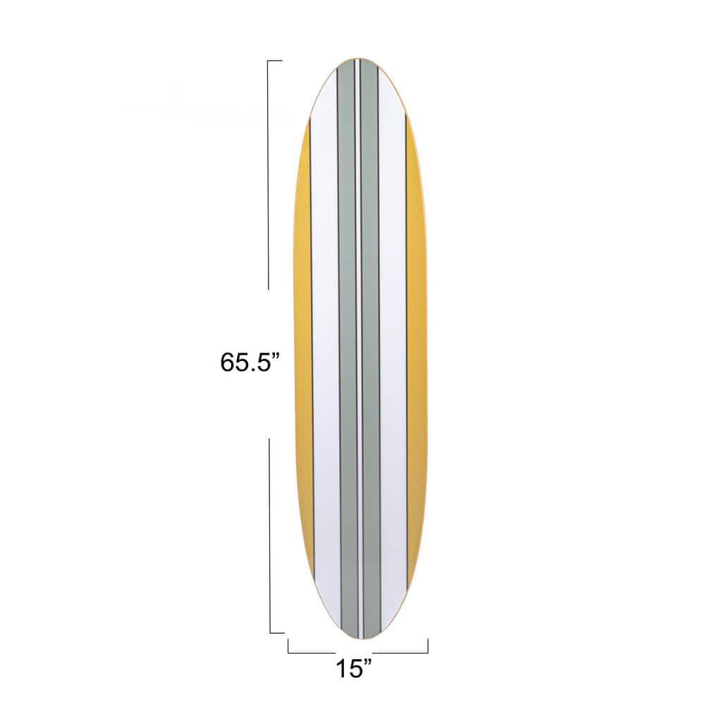 Creative Co-Op 65.5 Inches Reclaimed Wood Striped Surfboard Wall Décor, Multicolor
