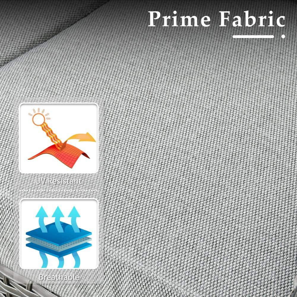 Denali Gray 4-Piece 4-Seat Wicker Modern Outdoor Patio Conversation Sofa Seating Set with Dark Gray Cushions