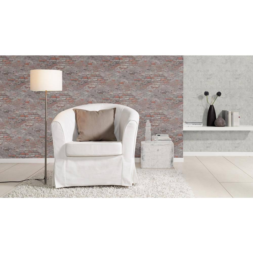 Rasch Templier Off White Distressed Brick Unpasted Non Woven Wallpaper, 20.5-in by 33-ft, 56.4 sq. ft.