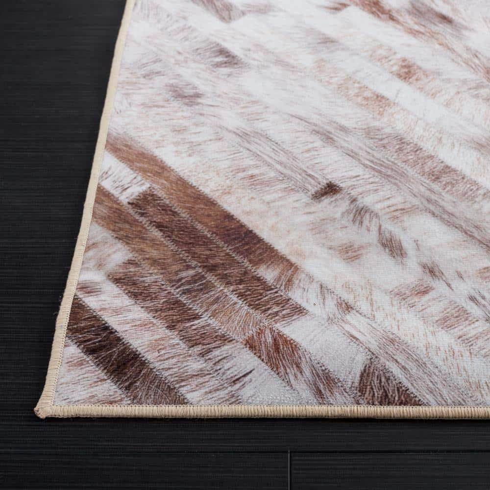 SAFAVIEH Faux Hide Curtis Diamond Area Rug, Beige/Brown, 9' x 12'