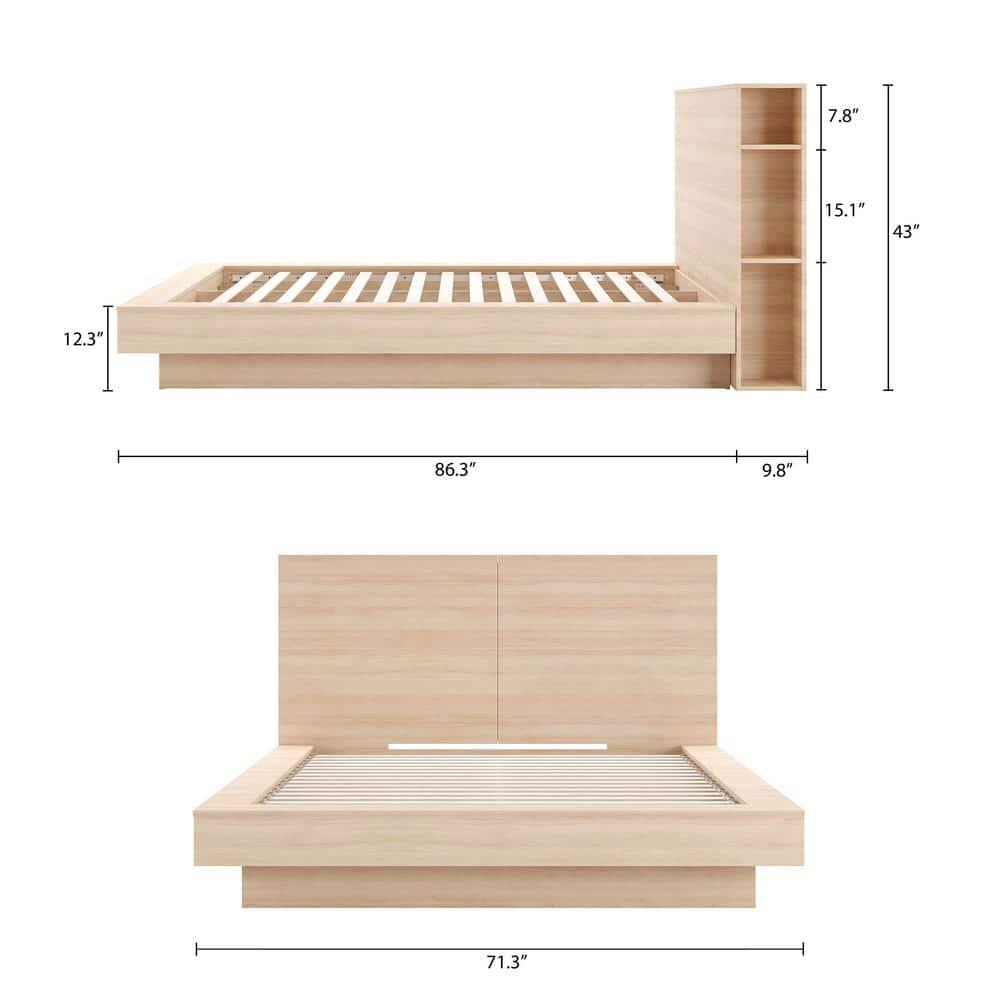 Nexera Marconi Platform Bed Set In Grey Oak