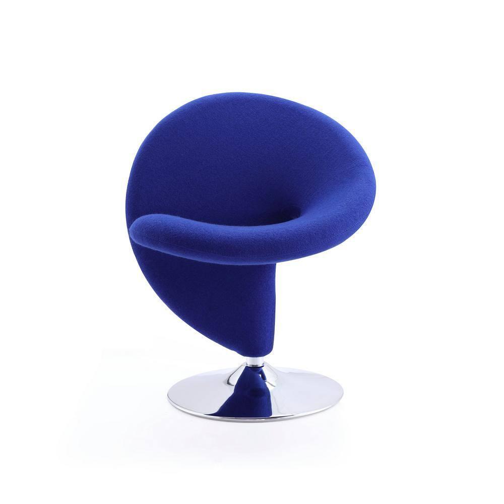 Set of 2 Curl Wool Blend Swivel Accent Chairs Blue - Manhattan Comfort: Ergonomic, No Assembly Required
