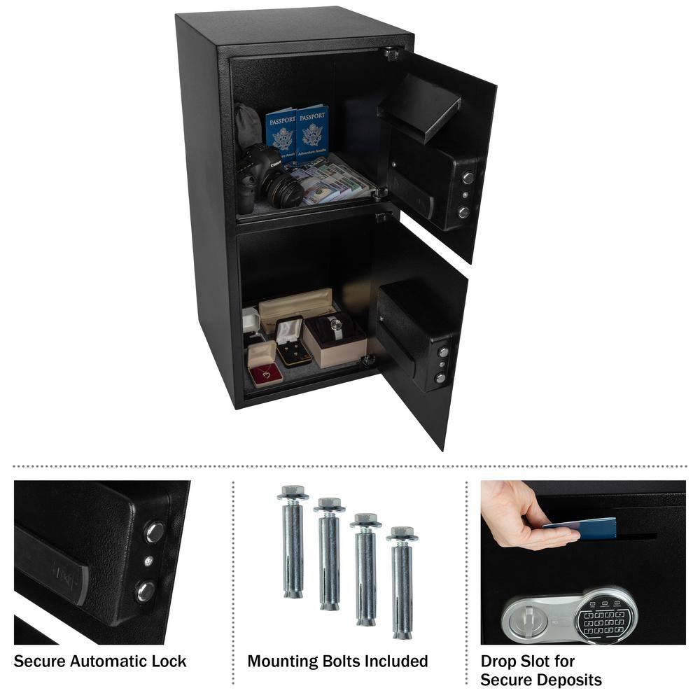 Black Steel Dual Compartment Electronic Safe Deposit Box