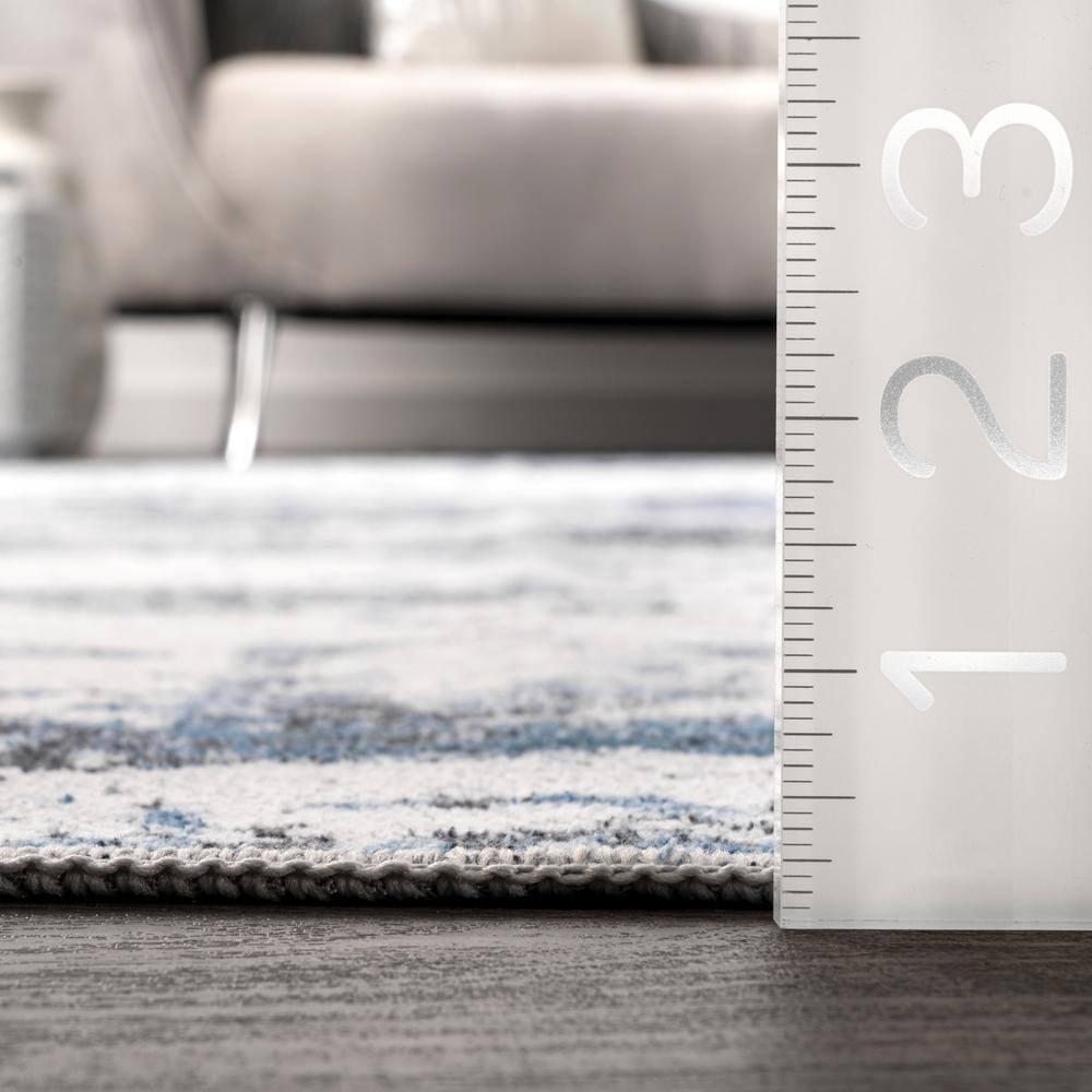 Nuloom Dali Abstract 2x8 Machine Washable Runner Indoor Area Rug for Living Room Bedroom Dining Room Entryway Hallway Kitchen, Blue Grey/Ivory