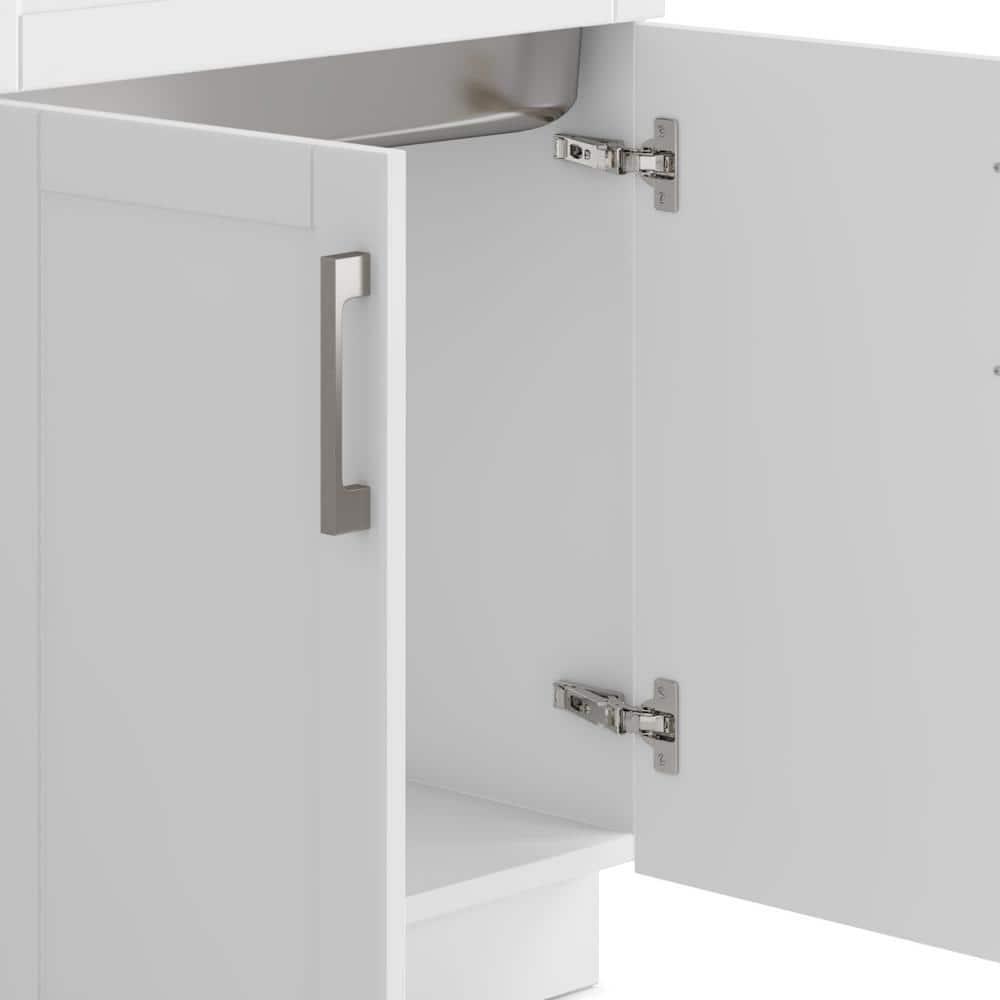 Simpli Home AXCLDYHEN28-SS Hennessy  All-in-One 28-inch Utility Sink & Cabinet in Pure White