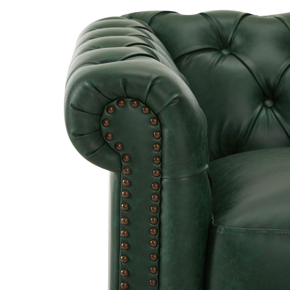 Christopher Knight Home Andrew Upholstered Button Tufted Swivel Club Chair with Roll Arms, Dark Green