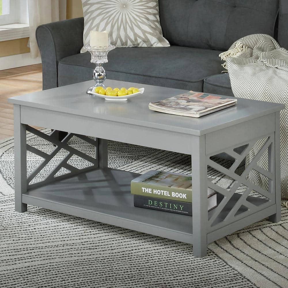 Alaterre Furniture Coventry 36 in. Solid Pine Wood Coffee Table, Traditional to Modern Design Accent Furniture, Gray