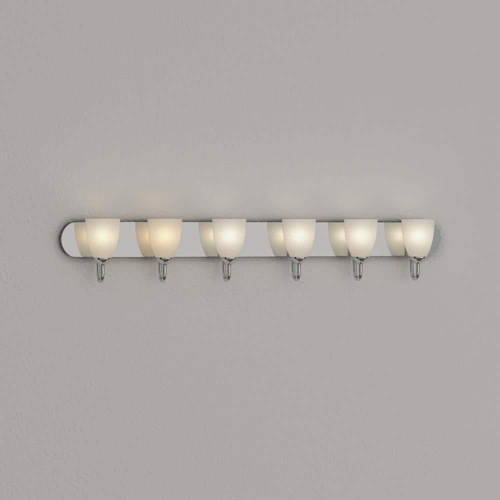 Progress Lighting Gather 6-Light Bath Bracket, Polished Chrome, Etched Glass Shades
