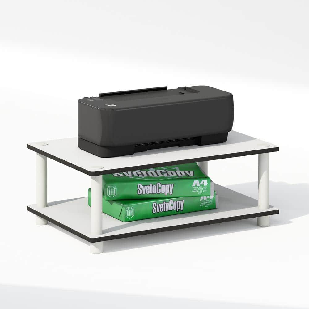 Furinno Just 2-Tier Toolless Multipurpose Printer Stand Display Storage Shelf, White w/White Tube