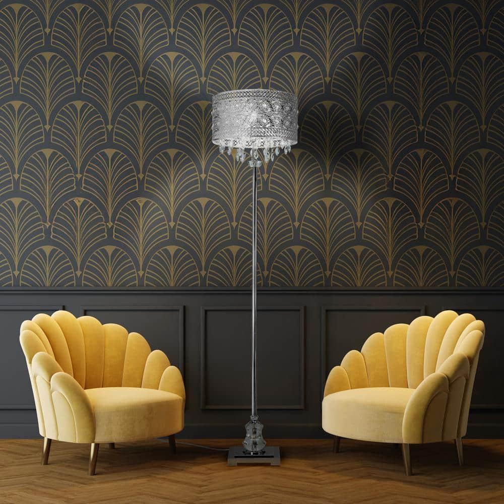 River of Goods Monroe Crystal and Polished Nickel 60.5" Floor Lamp