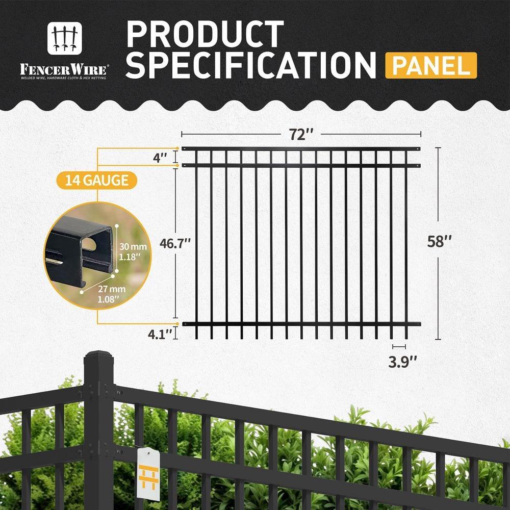 5 ft. x 6 ft. Heavy Duty Flat Top Metal Fence Panel, Anti-Rust Decorative Garden Fence Panel (Pack of 10)