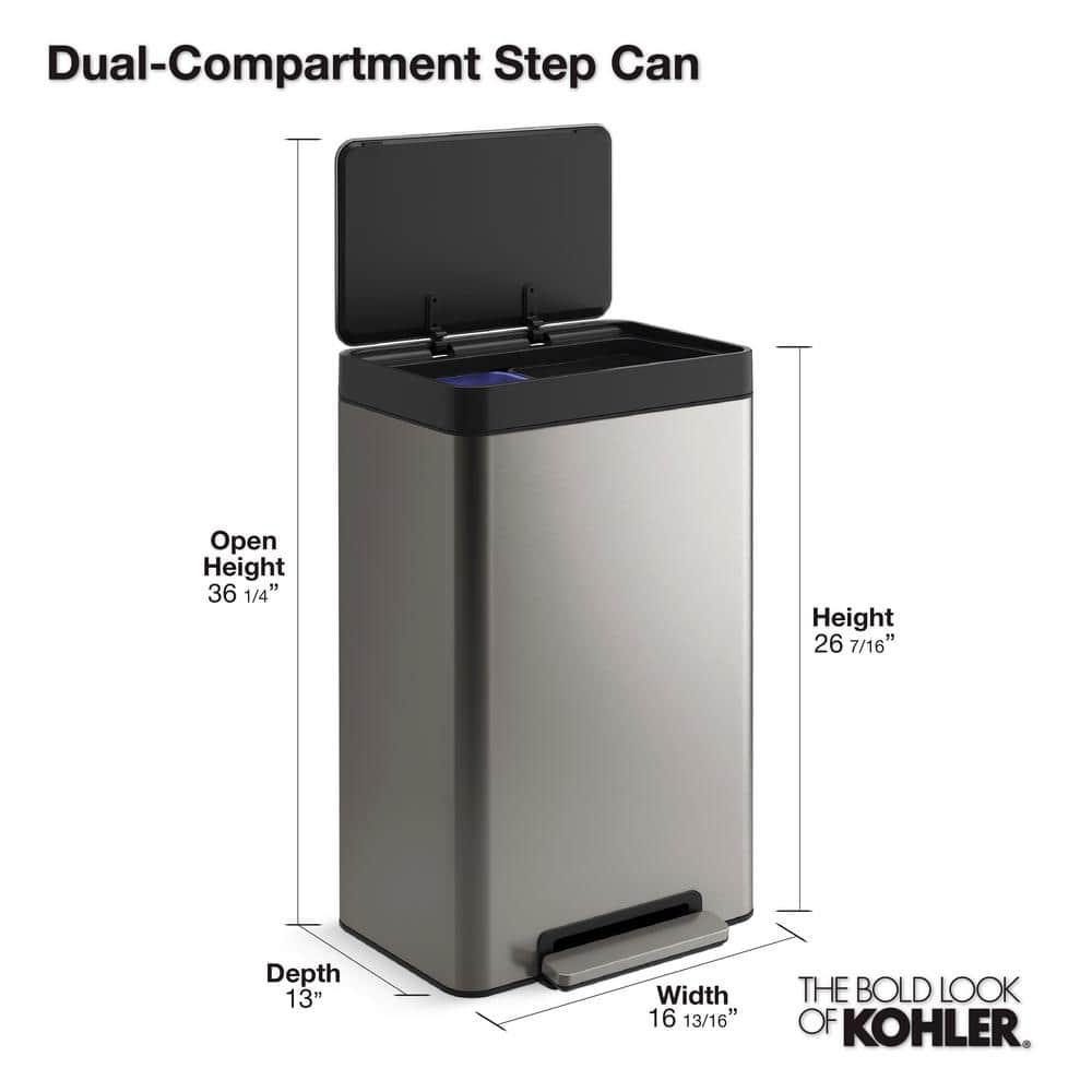 Kohler ® Dual-Compartment Stainless Steel Step Trash Can