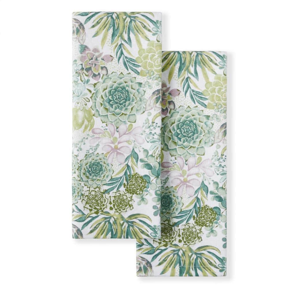 Martha Stewart Martha Stewart Succulents Kitchen Towel Set 2-Pack 16"X28", Green/Purple/Yellow/White (Set of 2)