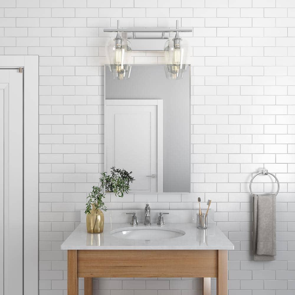 20 in. x 30 in. Metal Framed Rectangular Bathroom Vanity Mirror in Silver