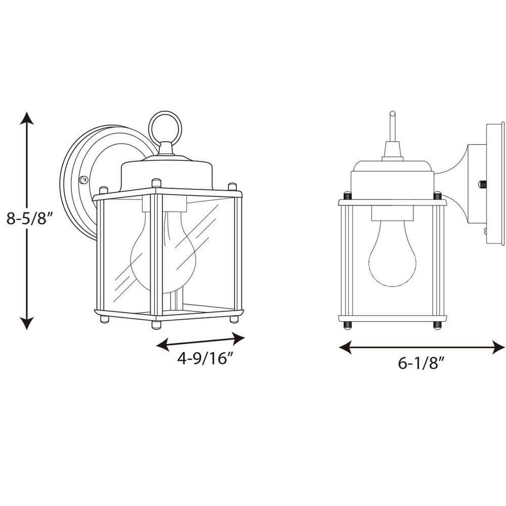 Progress Lighting, Flat Coach Lantern, 1 Light, Wall Light, Antique Bronze, Clear Glass, Porcelain Collection