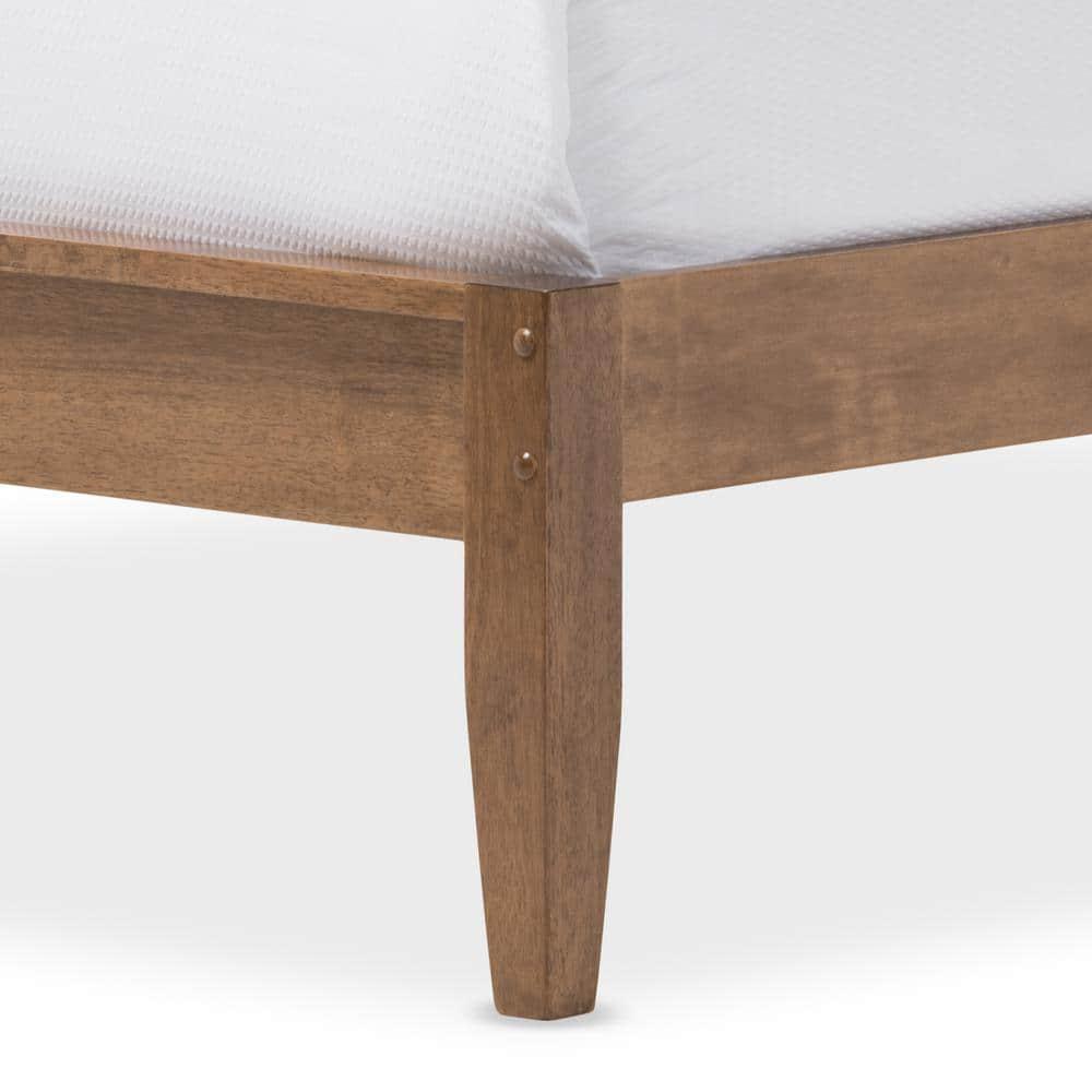 Wholesale Interiors Loafey Mid-Century Modern King Size Platform Bed with Tapered Legs, Walnut
