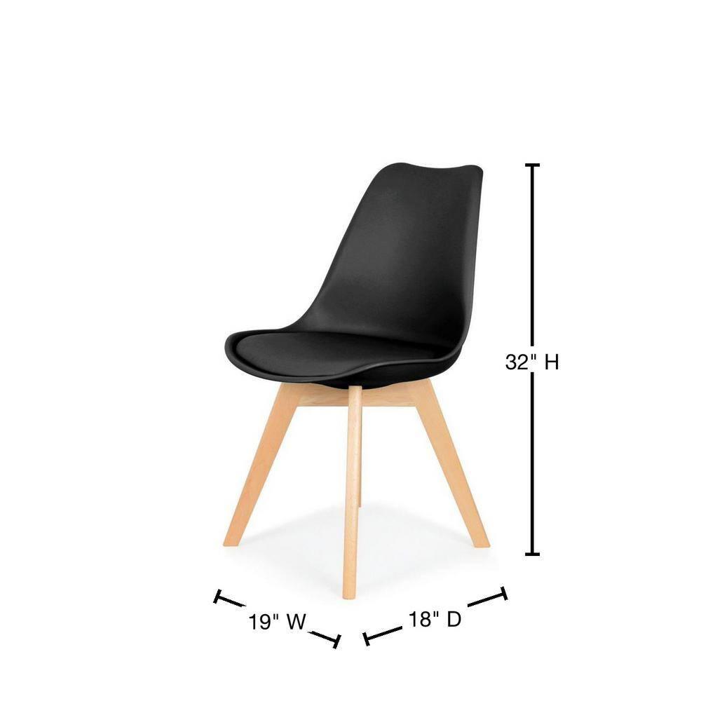 Best Master Mirage Modern Solid Wood Dining Side Chair in Black (Set of 2)