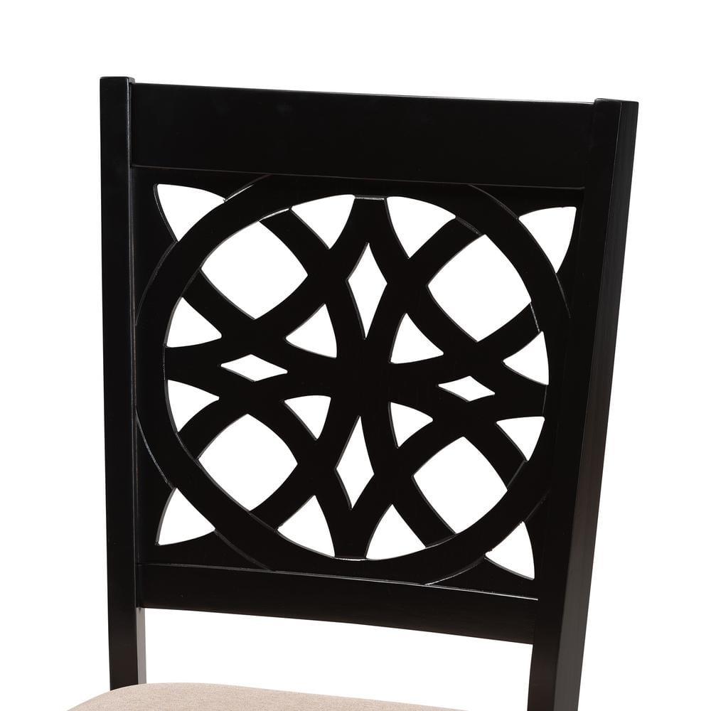 Baxton Studio Abigail Modern Beige Fabric and Dark Brown Finished Wood 2-Piece Dining Chair Set