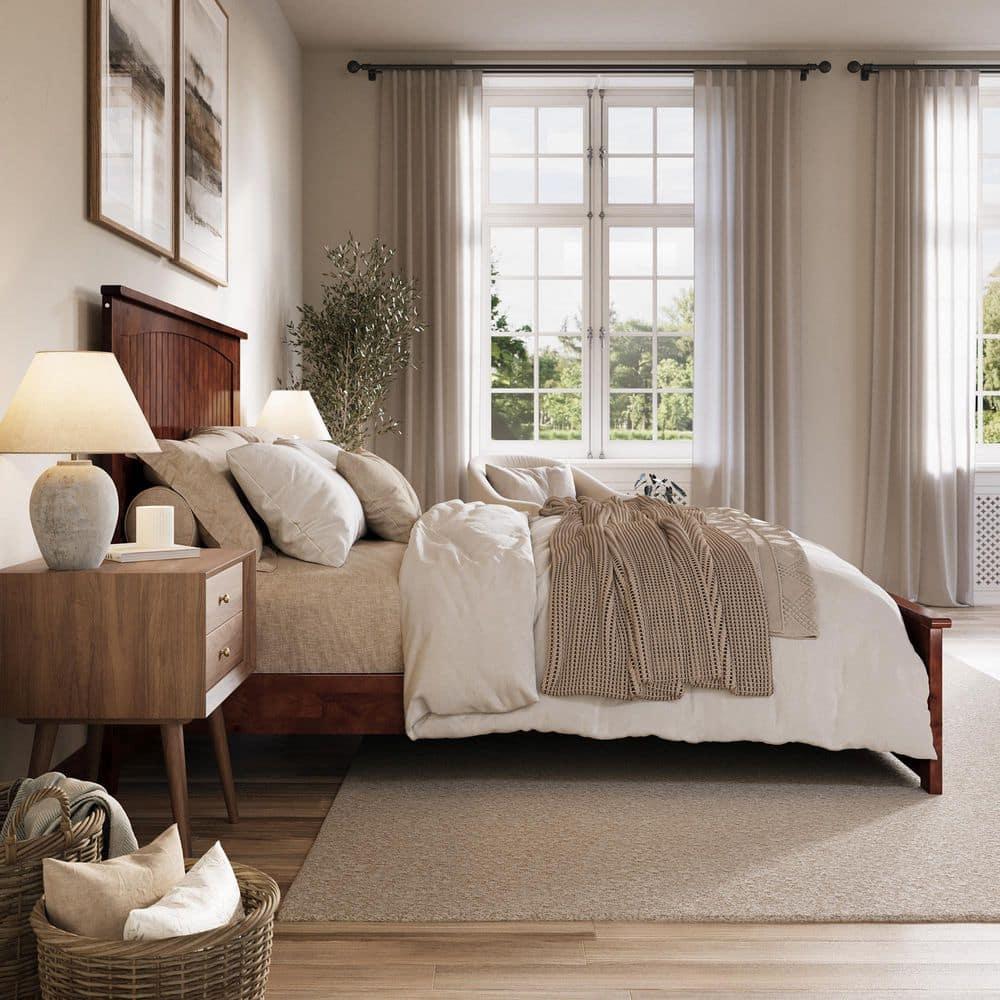 AFI Naples Queen Solid Wood Low Profile Platform Bed with Matching Footboard, Walnut