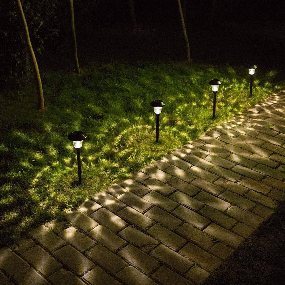 Beau Jardin 8 Pack Solar Pathway Lights Outdoor Solar Powered Lights Waterproof Glass High Lumen for Garden Landscape Path Yard Walkway Patio Driveway Outside Colored Color Changing White Black