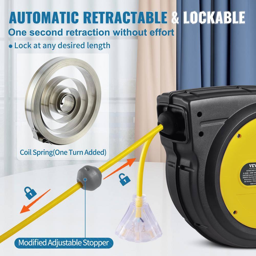 Retractable Extension Cord Reel Power Cord Reel 75FT