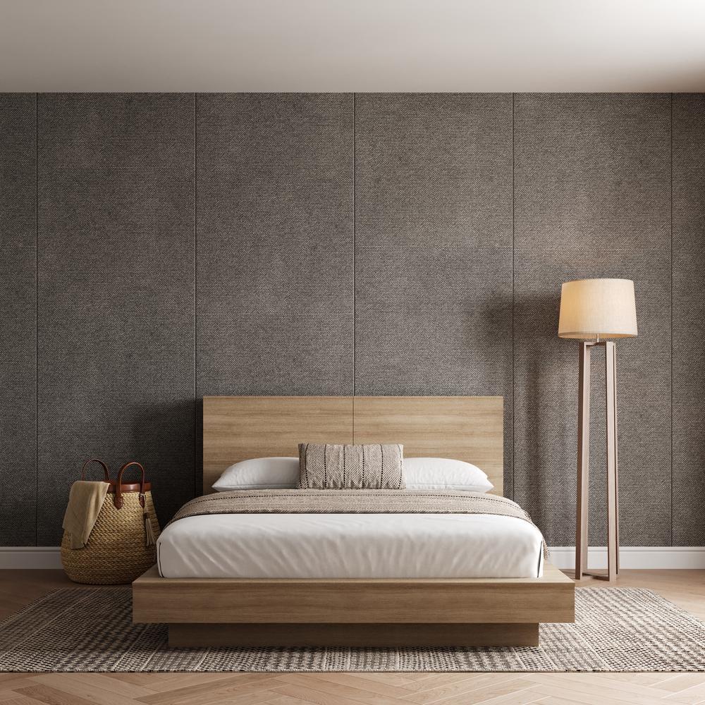 Nexera Queen Marconi Platform Bed Set Brown Oak: Modern Style, Wood Composite, Storage Headboard