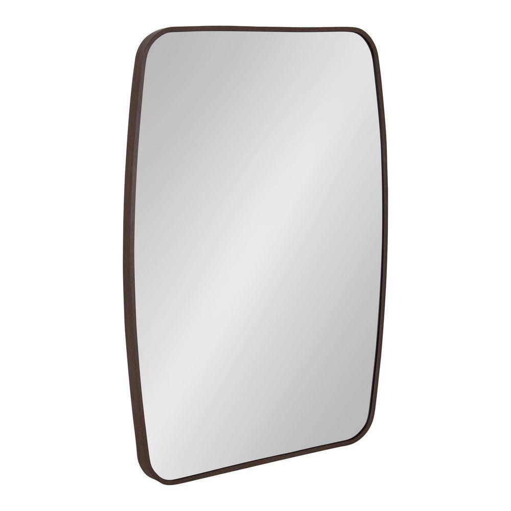 Kate and Laurel Zayda Metal Square Barrel Mirror, 20x28, Walnut Brown