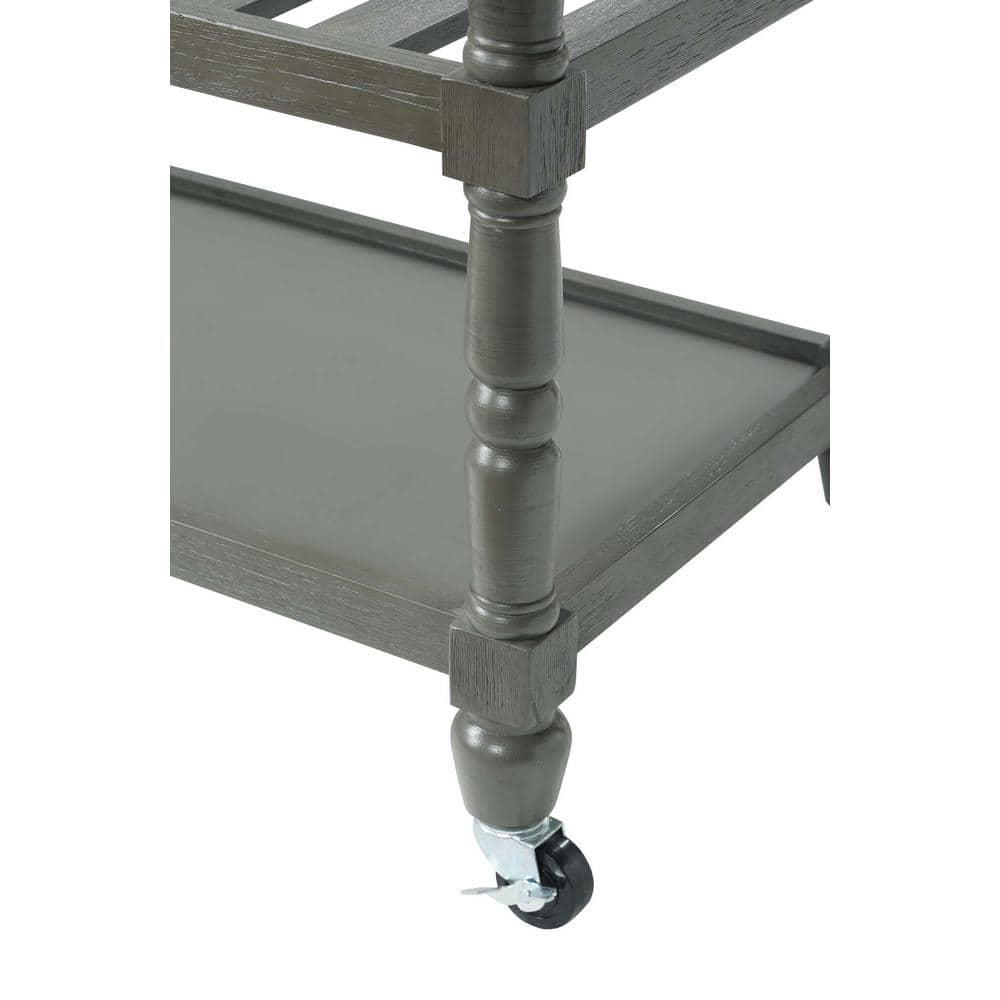 Convenience Concepts French Country 3 Tier Butcher Block Kitchen Cart with Drawers, Stainless Steel/Wirebrush Dark