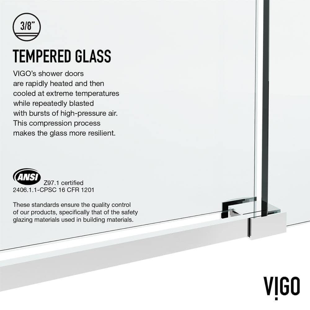 Elan Hart 68-72" W x 76" H Sliding Frameless Shower Door with 3/8" Clear Glass