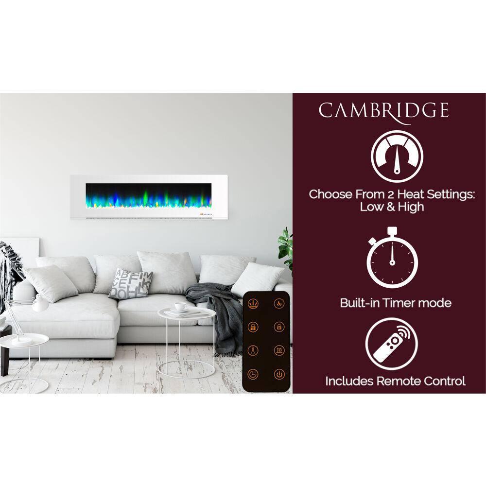 Cambridge Cambridge Wall Mount Electric Fireplace Heater with Remote Control for Indoor Use in Living Room, Bedroom, Home Office
