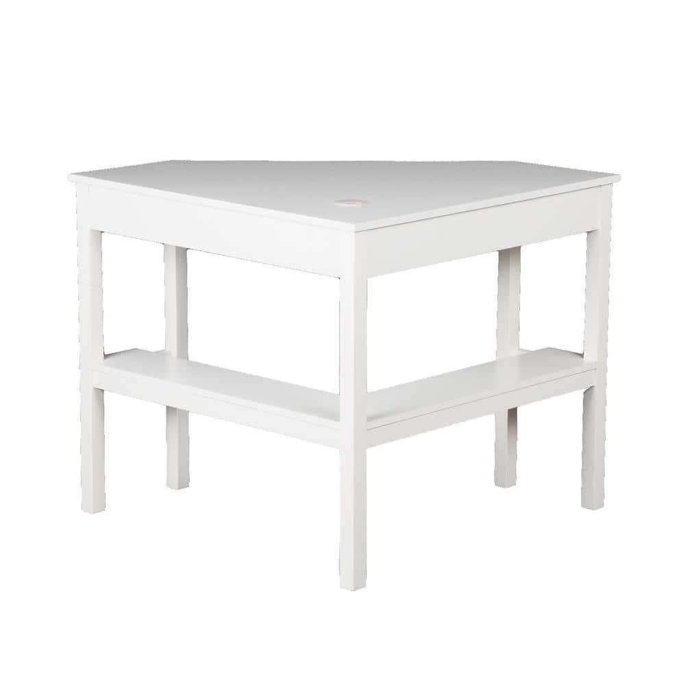 Southern Enterprises Corner Desk - White - Aiden Lane: Wood Composite, Cable Management, 40lb Capacity