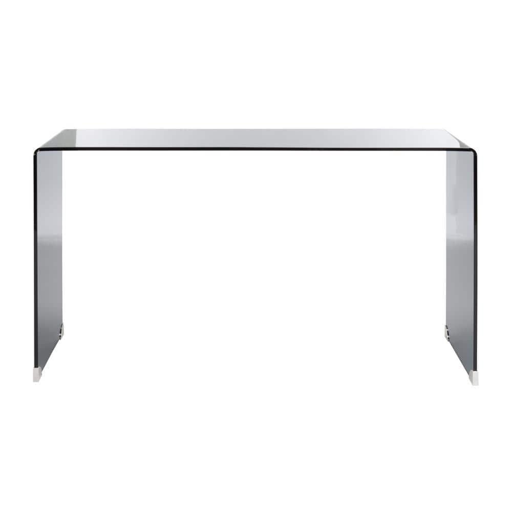 Huck Tempered Glass Console - Clear/Grey - Safavieh