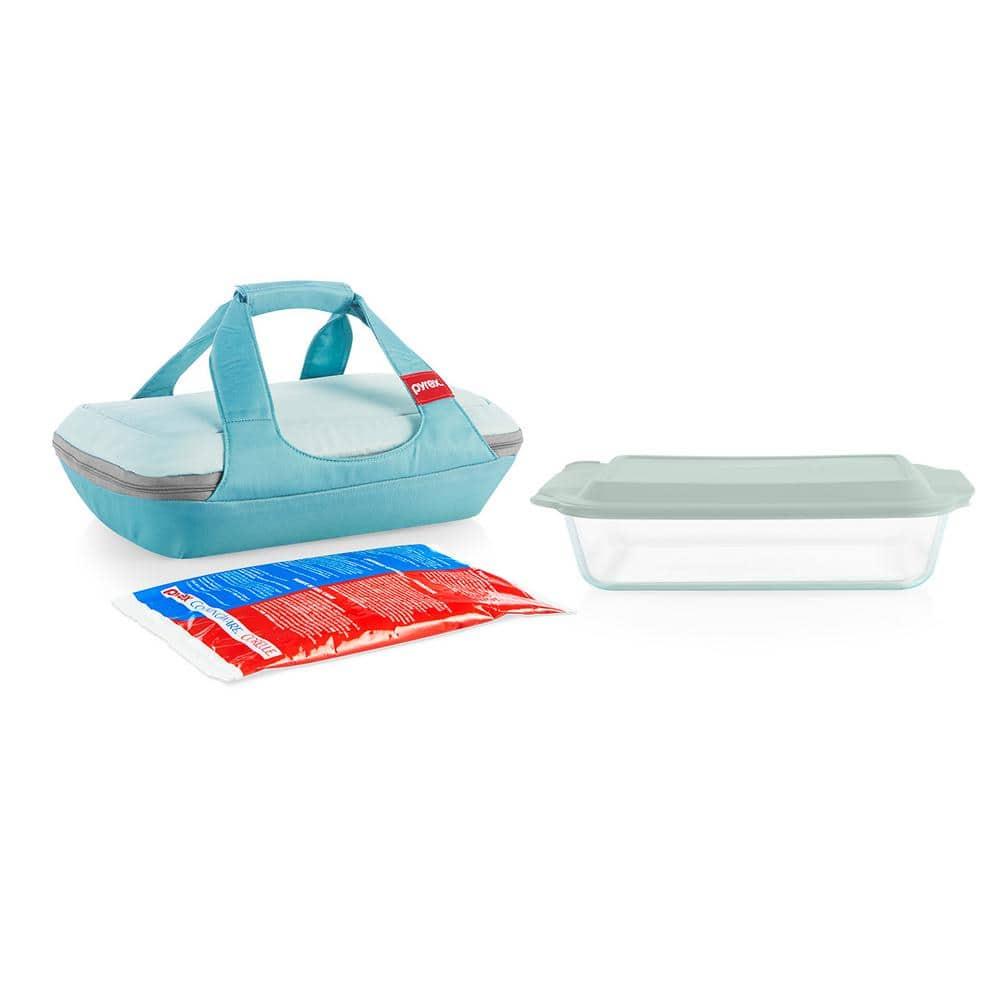 Pyrex Deep Portable Baking Dish with Sage Plastic Cover (4-Piece) 1138983