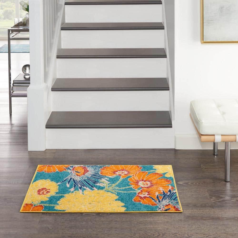 Nourison Allur Oversized Flowers Indoor Area Rug Turquoise Multicolor 2' x 3'